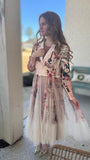 Beige/Pink Guitar Print Blazer w/Tulle
