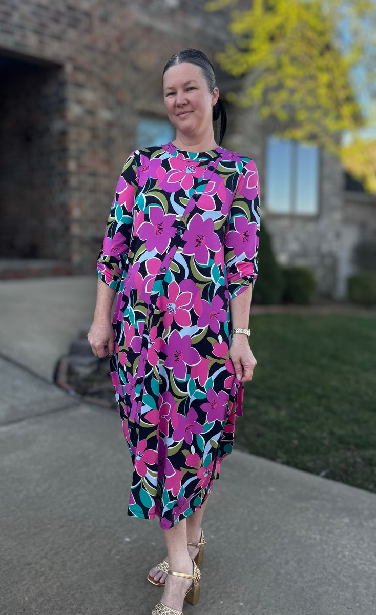 Nola Diagonal Button Dress – Zadie B's Fashions