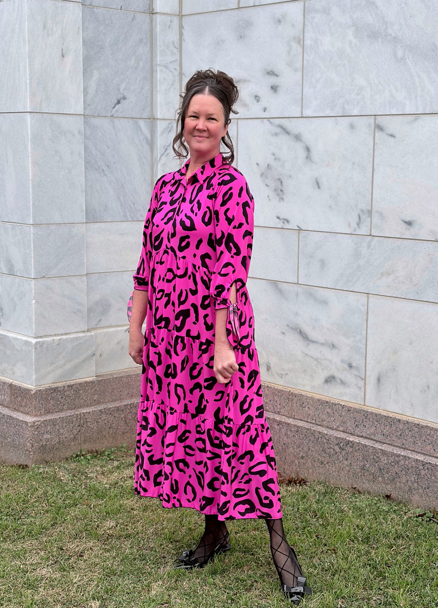 pink leopard print dress Piper Tiered Dress – Zadie B's Fashions