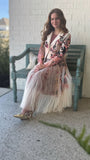 Beige/Pink Guitar Print Blazer w/Tulle