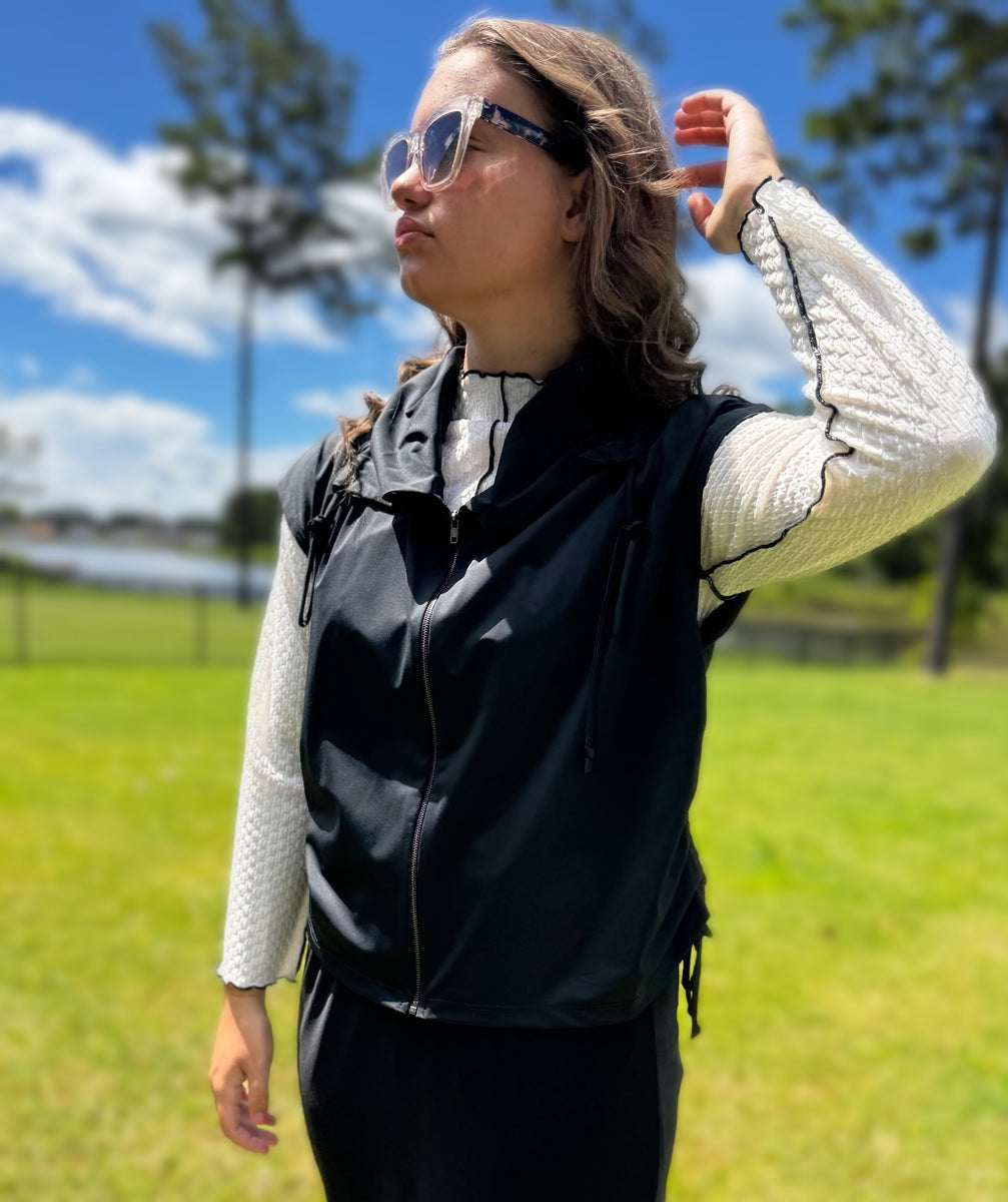 トップス Bibiy. ANGIE SLEEVELESS JACKET Ginger Sport Crop Vest – Zadie B's Fashions