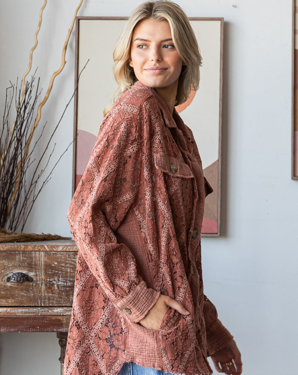 Lace Button Front Shirt – Zadie B's Fashions