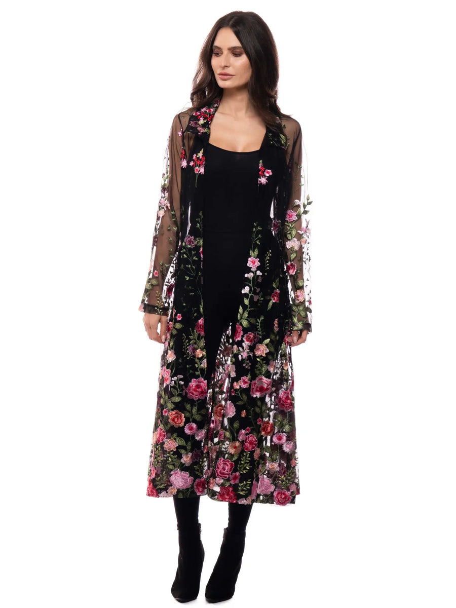 Embroidered Mesh Duster Jacket – Zadie B's Fashions