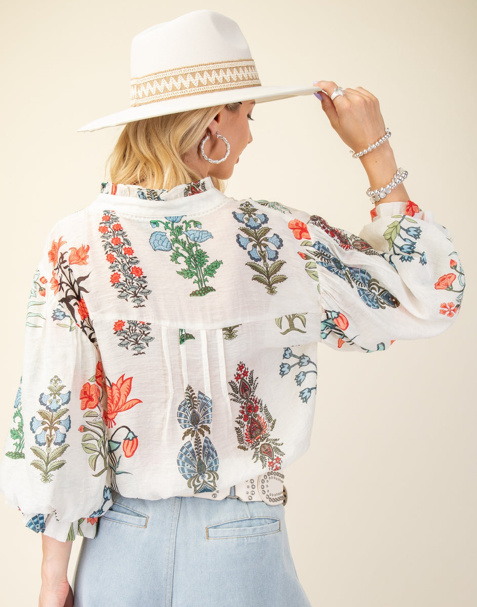 トップス bibiy B. FLOWER RIBBON BLOUSE Floral-Printed-Bow-Chiffon-