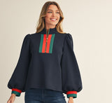 Color Rib Front Zip Top