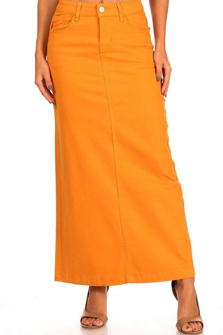 Button Waist Long Denim - Yam