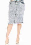 Sand Blast Denim Skirt w/ Washed Effect