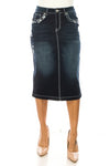 Calf Length Denim Skirt