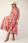 Floral Ruffle Bottom Maxi Dress