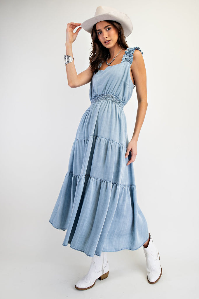 Washed Chambray Maxi Dress Zadie B's Fashions Washed Chambray Maxi Dress Zadie B's Fashions