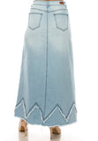 Zigzag Hem Denim Skirt