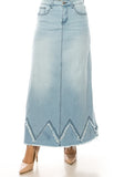 Zigzag Hem Denim Skirt