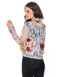 Denim Lace Jacket with Floral Embroidery