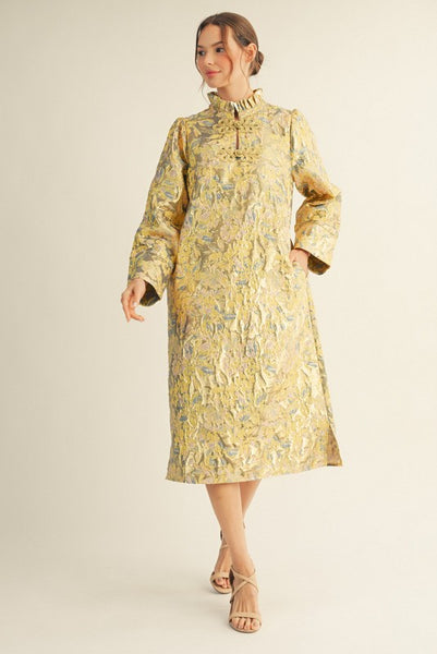 Floral Jacquard Midi Dress – Zadie B's Fashions