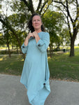 Sage Triangular Button Dress
