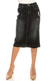 Distressed Denim Skirt