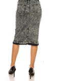 Distressed Denim Skirt-Black Snow