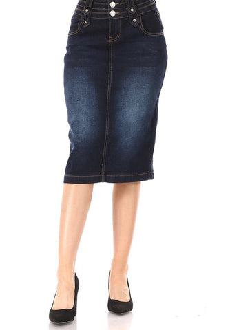 Denim Skirt Calf Length 77952