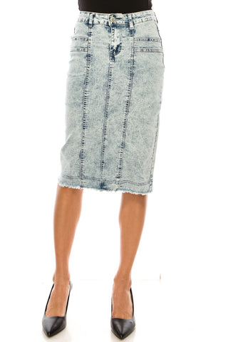 Ladies Mid Length Denim Skirt 79052