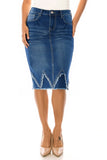 Frayed Raw Hem Denim Skirt