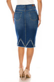 Frayed Raw Hem Denim Skirt