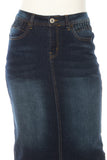 Tuck Embellished Denim Skirt