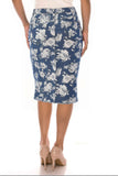 Rose Print Denim Skirt