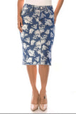 Rose Print Denim Skirt