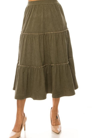 Corduroy Tiered Skirt