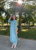 Sage Triangular Button Dress