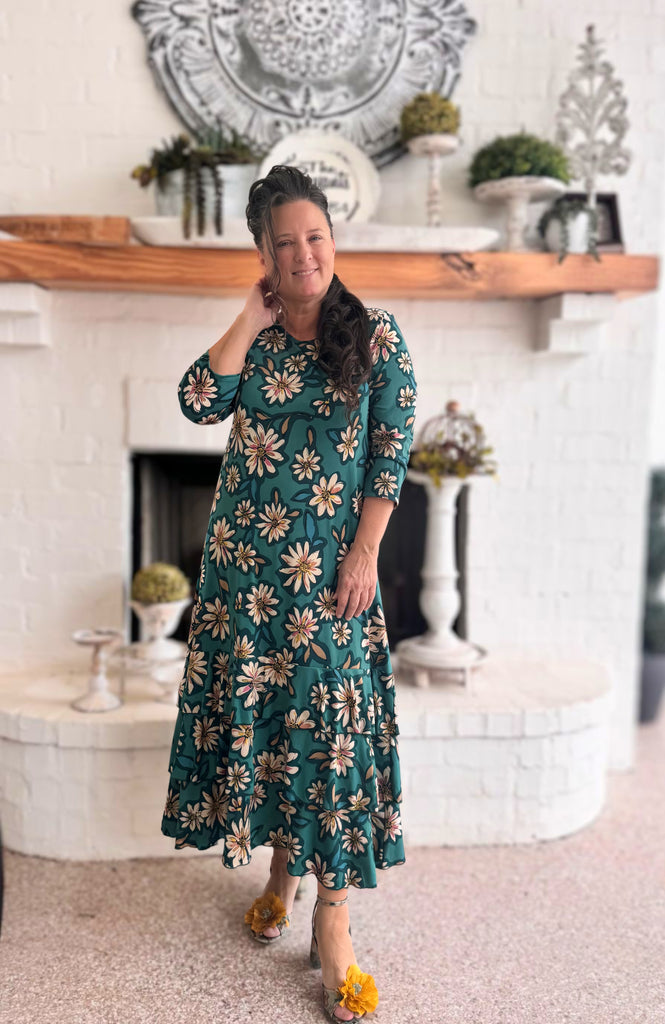 Gabby Ruffled Layering Dress-Printed Zadie B's Fashions Gabby Ruffled Layering Dress-Printed Zadie B's Fashions