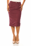Twill Calf Length Denim Skirt-Carbenet