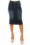 Tuck Embellished Denim Skirt
