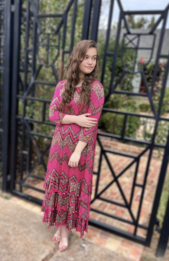 Gabby Ruffled Layering Dress-Printed Zadie B's Fashions Gabby Ruffled Layering Dress-Printed Zadie B's Fashions