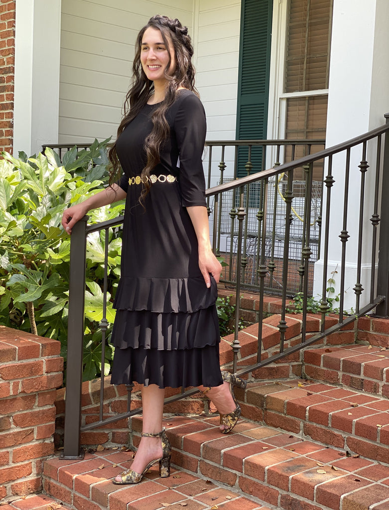 Gabby Ruffled Layering Dress Solid Zadie B's Fashions Gabby Ruffled Layering Dress Solid Zadie B's Fashions