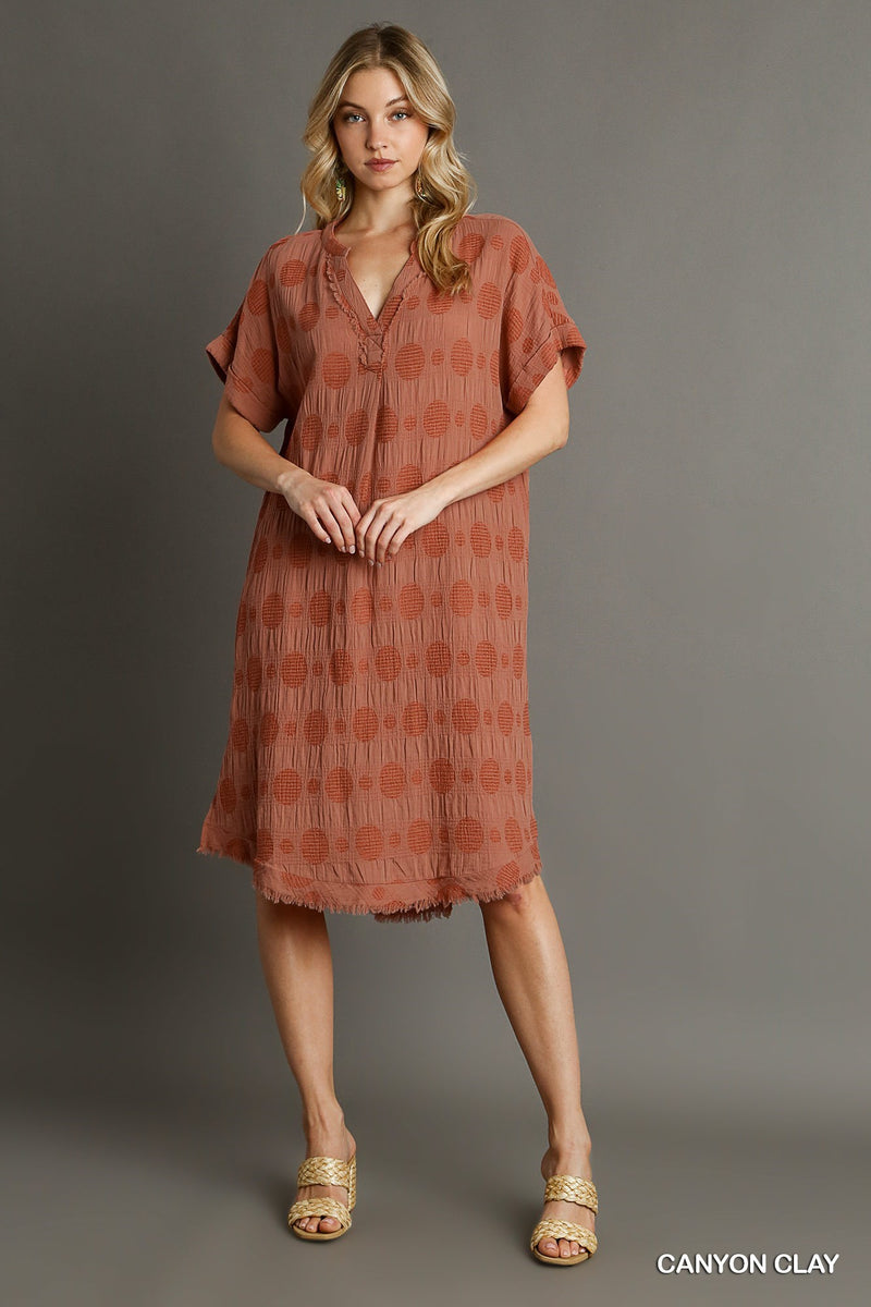 Dot Textured Jacquard Midi Dress – Zadie B's Fashions