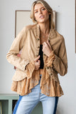 Mineral Washed Lace Ruffle Jacket