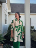 Botanical Pleated Button Tunic