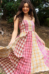 Mixed Checkered Midi Dress
