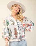 Floral Print Button Down Top