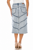 Chevron Panel Denim Skirt