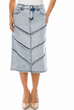 Chevron Panel Denim Skirt