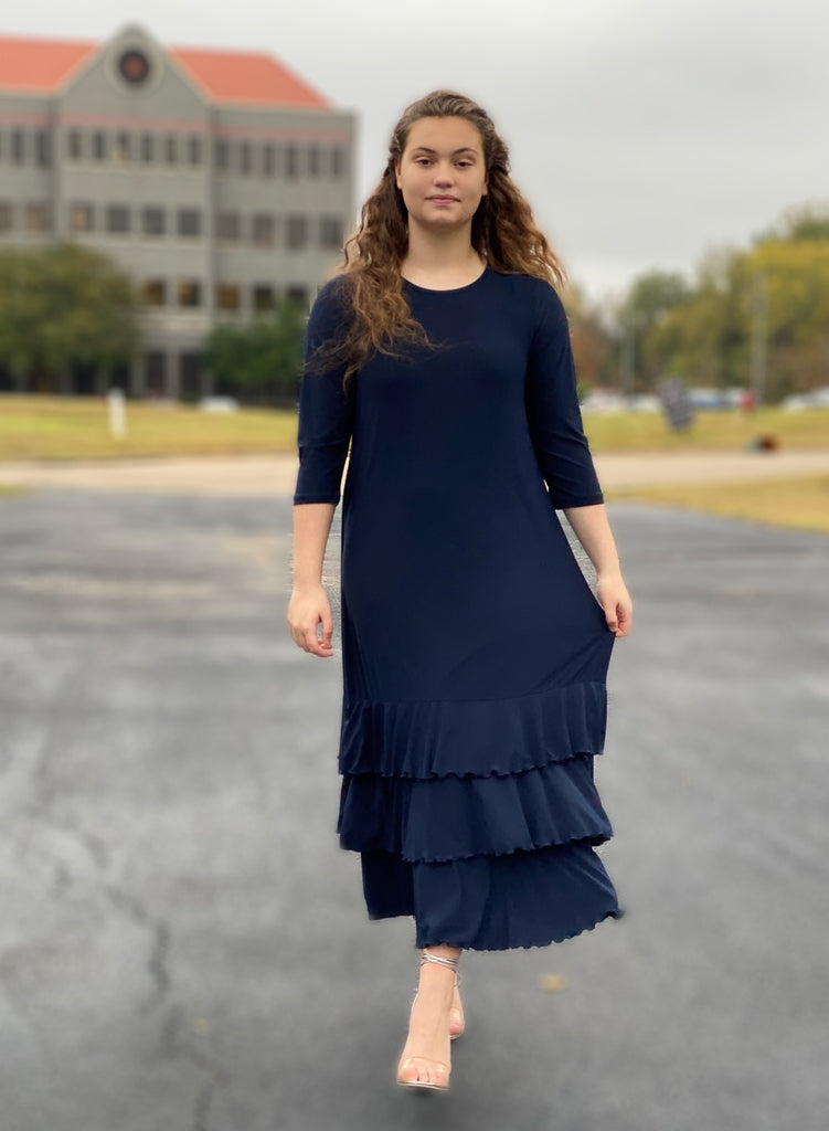 zadie b layering dress Gabby Ruffled Layering Dress Solid Zadie B's Fashions