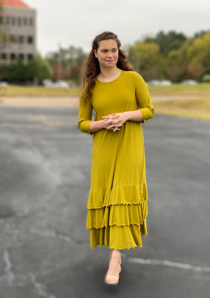 Gabby Ruffled Layering Dress Solid Zadie B's Fashions Gabby Ruffled Layering Dress Solid Zadie B's Fashions