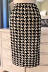 Pencil Skirt - Black/Tan Houndstooth