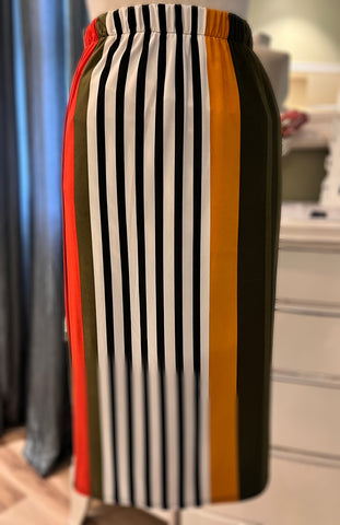 Pencil Skirt - Multi Vertical Stripe