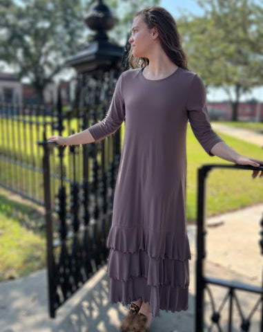 Gabby Ruffled Layering Dress Solid Zadie B's Fashions Gabby Ruffled Layering Dress Solid Zadie B's Fashions