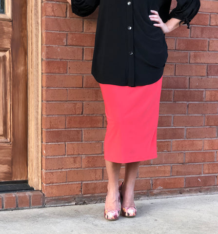 Pencil Skirt -Coral Pink