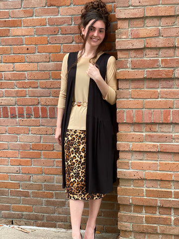 Pencil Skirt - Black Leopard