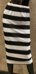 Pencil Skirt -Black White LG Stripe